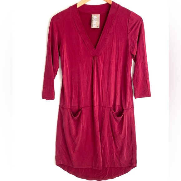 (56) Dolan 3/4 sleeve maroon midi dress, Size XS - Picture 1 of 7